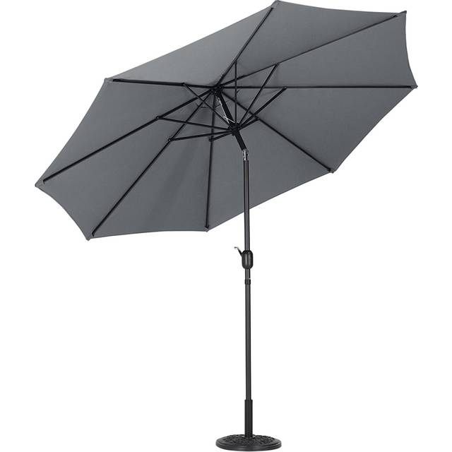 3M Round Crank Tilt Parasol with Base - Living and home - Grey - 240 x 300 x 300cm