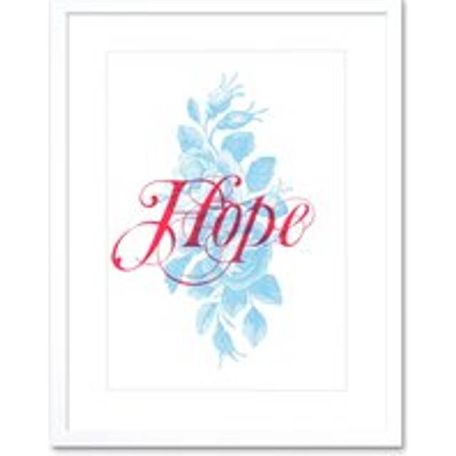 Wall Art Print Hope Rose Bush Artwork Framed 9X7 Inch - White - W7 inch x H9 inch