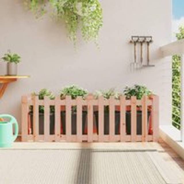Garden Raised Bed with Fence Design 150x50x50 cm Solid Wood Douglas - Brown - One Size