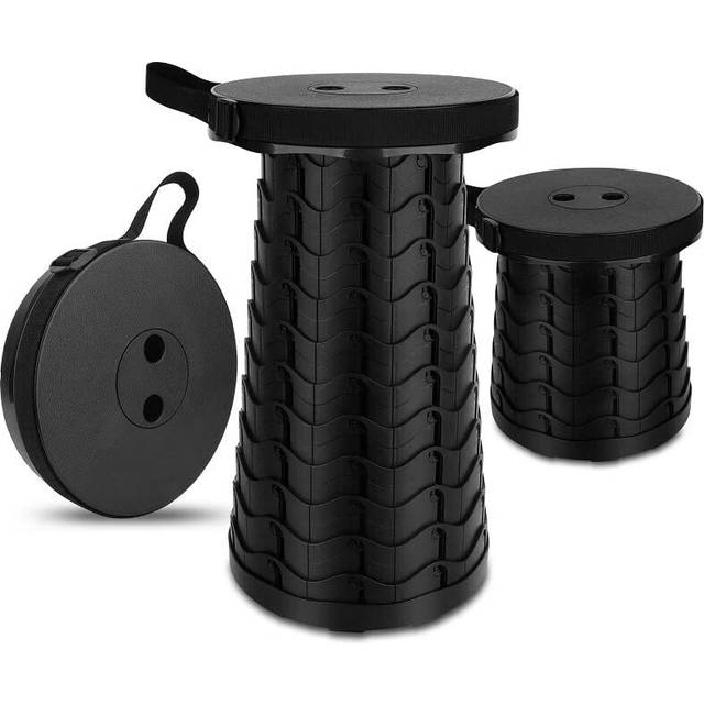 Portable Chair Folding Stool,Retractable Telescopic Camping Stools Lightweight Sturdy Seat Adjustable Collapsible(BLACK)