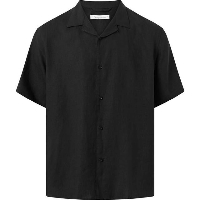 Box Fit Short Sleeved Linen Shirt M 1300 Black Jet (L) - Svart (L)