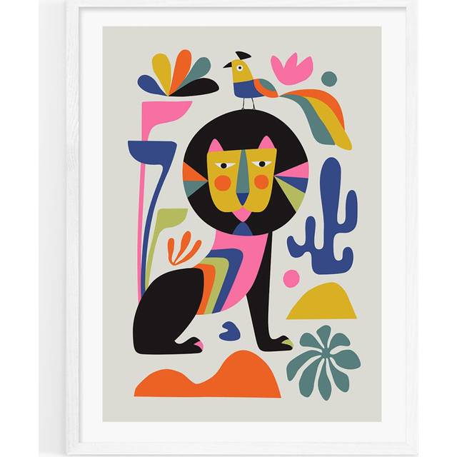 EAST END PRINTS Rachel Lee 'Black Lion' Framed Print
