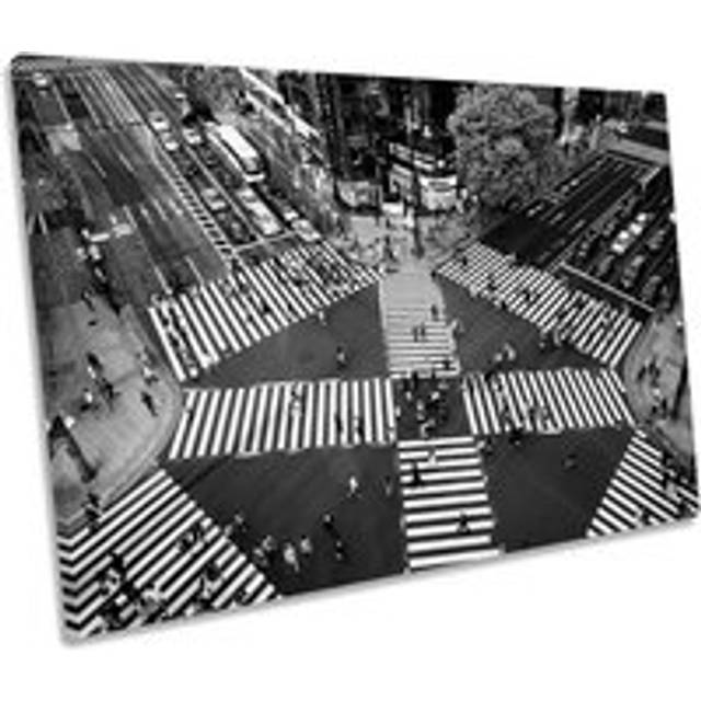 Ginza Tokyo Japan Urban Photography Canvas Wall Art Picture Print - Grey - W24 inch x H16 inch x D20mm