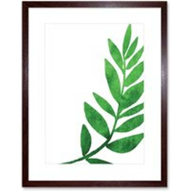 Wall Art Print Jungle Leaves Watercolour Right Artwork Framed 9X7 Inch - Brown - W7 inch x H9 inch