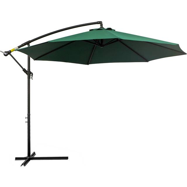 Outsunny Dark Green Cantilever Banana Parasol with Cross Base 3m