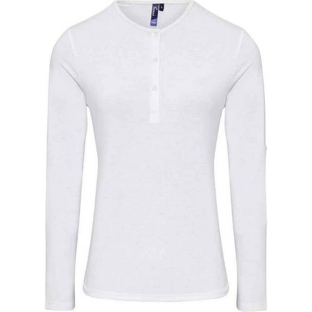 (16 UK, White) Premier Womens/Ladies Long John Plain Roll Sleeve T-Shirt