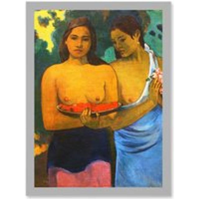 Paul Gauguin Two Tahitian Women Old Master Painting Artwork Framed Wall Art Print A4 - Grey - One Size