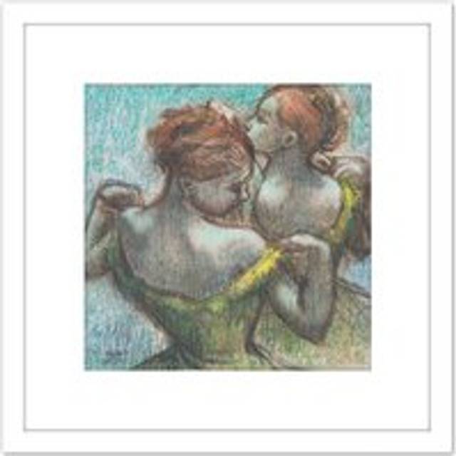 Degas Two Dancers Half-Length Pastel Drawing 8X8 Inch Square Wooden Framed Wall Art Print Picture with Mount - White - One Size