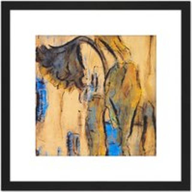 Rohlfs Withered Sunflowers Blue Painting 8X8 Inch Square Wooden Framed Wall Art Print Picture with Mount - Black - One Size