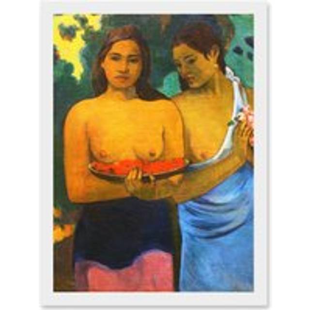 Paul Gauguin Two Tahitian Women Old Master Painting Artwork Framed Wall Art Print A4 - White - One Size