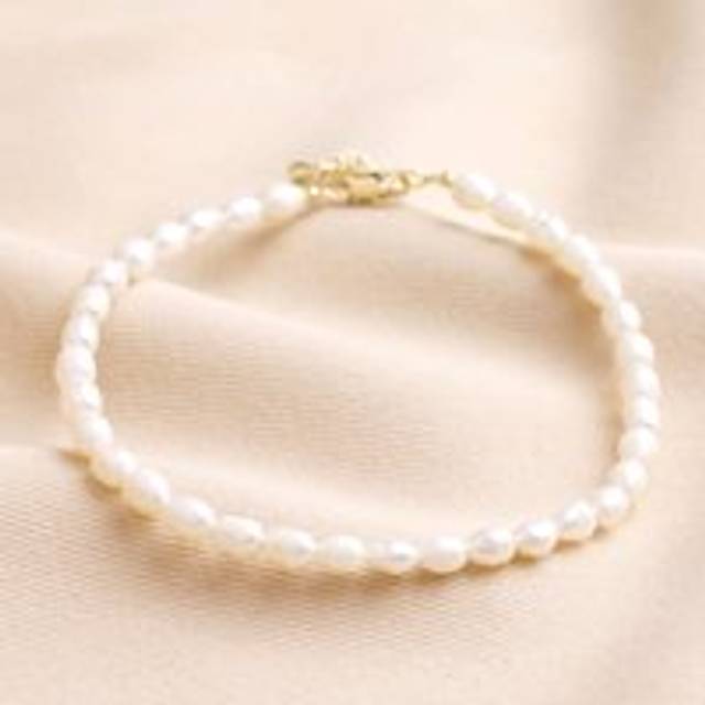 Freshwater Pearl Anklet in Gold - white/gold - one size
