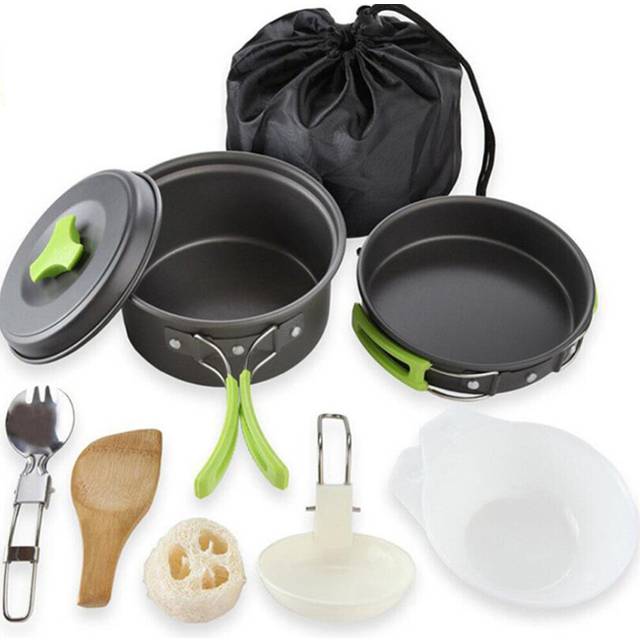 Portable Camping Tableware Cooking Set Outdoor Cookware Pan Pot Bowl Spoon Fork Utensils For Hiking Picnic Travel Wild Campismo