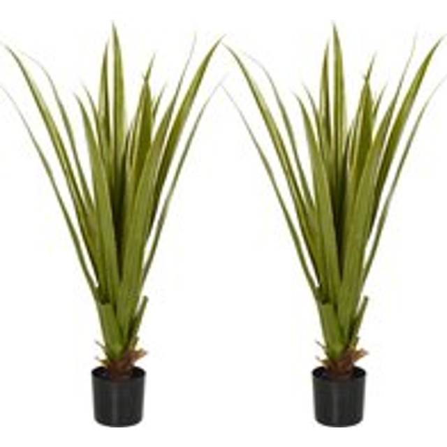 HOMCOM Artificial Agave Plants: Faux Succulent Set of 2 in Pots for Indoor/Outdoor Décor, Verdant Green Aosom UK