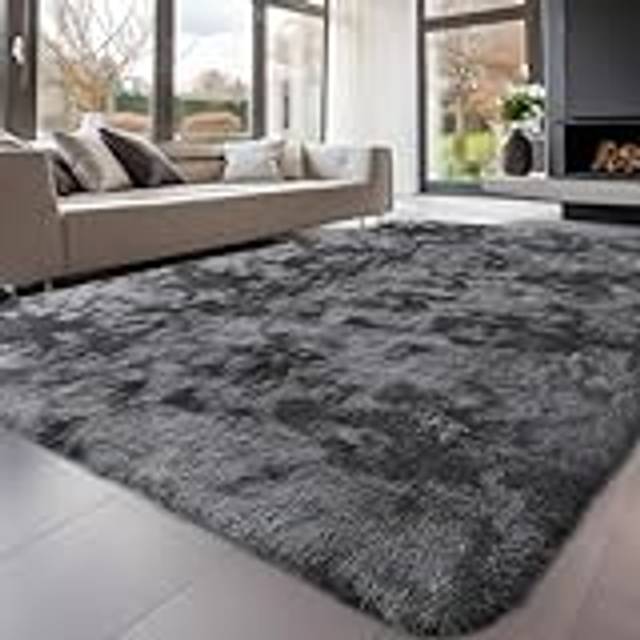 Rugs Living Room 200x300cm, Grey Area Rugs for Bedroom, Washable Anti Slip Extra Large Shaggy Soft Rug Fluffy Modern Floor Carpets Mat Beside Rugs for