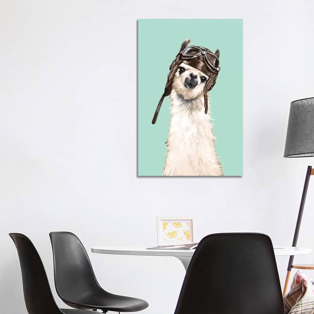 Cool Pilot Llama by Big Nose Work - Wrapped Canvas Graphic Art (101.6 cm H x 66.04 cm W x 1.91 cm D)