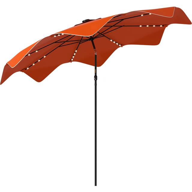 Outsunny Orange Solar LED Crank and Tilt Parasol 3m