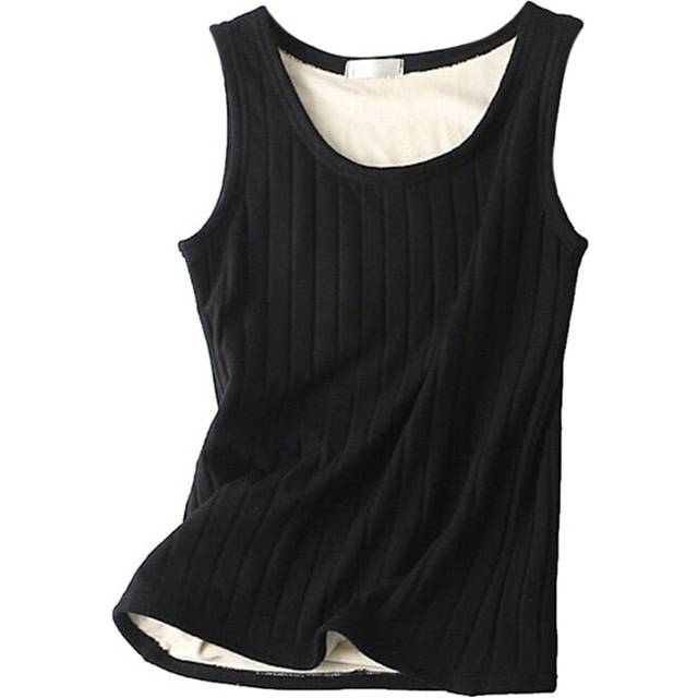 (Black, XL) Thermal Women Sleeveless Tank Top Underwear Warm Knited Vest Slim