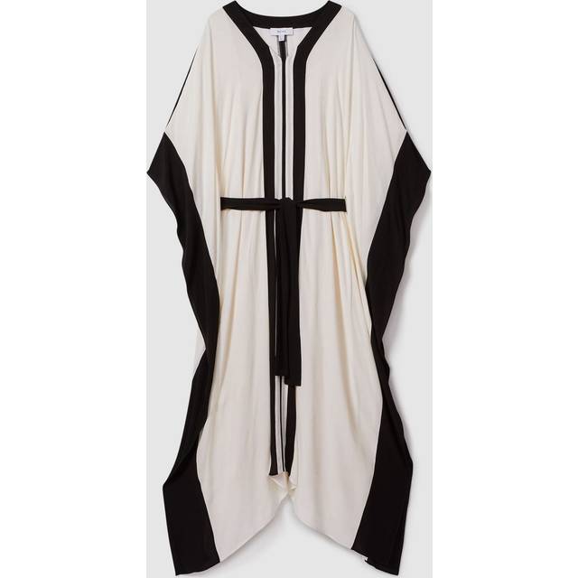 Reiss Womens Cream/black Emersyn Contrast-trim Woven Maxi Dress 8 - CREAM/BLACK