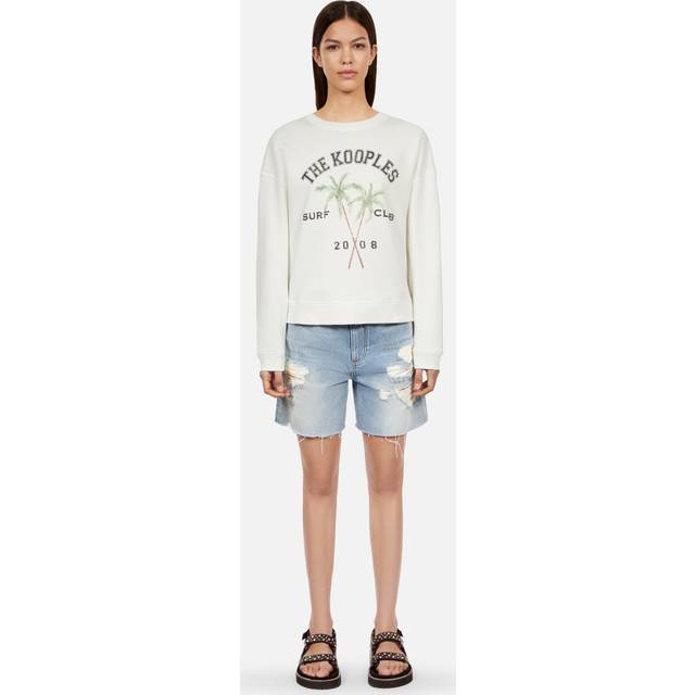 The Kooples Womens Ecru Graphic-print Short-sleeve Cotton Sweatshirt S - ECRU