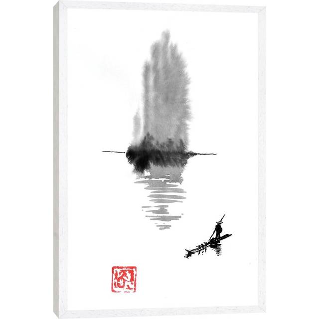 Hand Island - Print on Canvas - White Framed (101.6cm H x 66.04cm W x 3.81cm D)