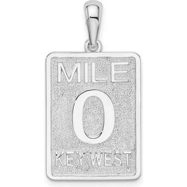 Sterling Silver Polished Large 0 Mile Marker Key West Pendant