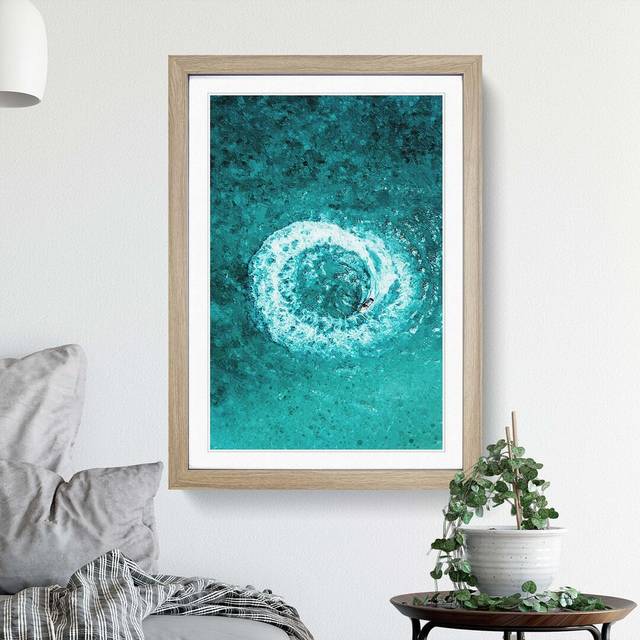 Jet Ski Circle - Picture Frame Graphic Art Print - Oak (60cm H x 40cm W x 2cm D)
