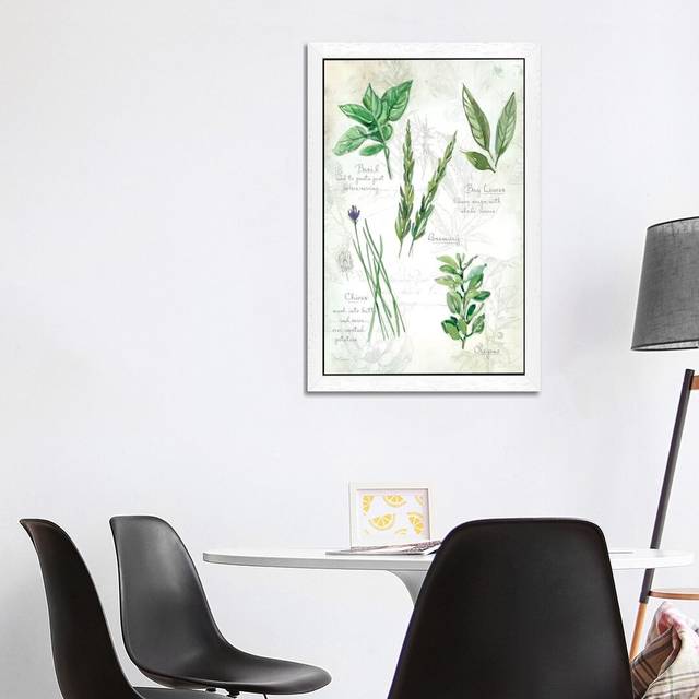 Fresh Herbs I by Carol Robinson - Painting Print on Canvas - White Framed (101.6 cm H x 66.04 cm W)