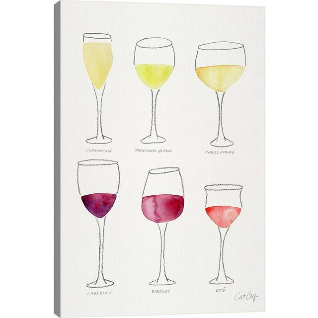 &#39;Wine Glasses&#39; Painting Print on Canvas - Wrapped Canvas (101.6cm H x 66.04cm W x 3.81cm D)
