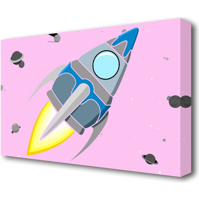 Rocket Ship Childrens - Wrapped Canvas Graphic Art Print (50.8 cm H x 81.3 cm W)