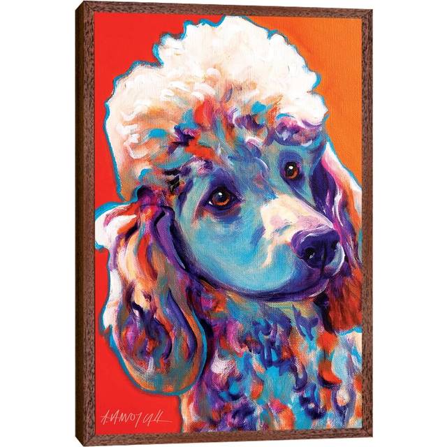 Bonnie the Poodle by DawgArt - Graphic Art Print on Canvas - Brown Framed (66.04 cm H x 45.72 cm W)