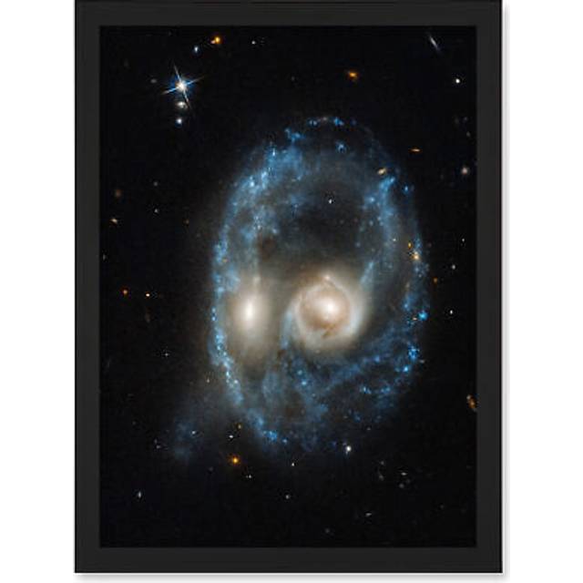 Hubble Space Telescope Image AM 2026-424 Arp Madore Blue Ring Interacting Galaxy Pair Head-On Collision Forming Disks Gas Dust And Stellar Clusters Ar - Black - A4