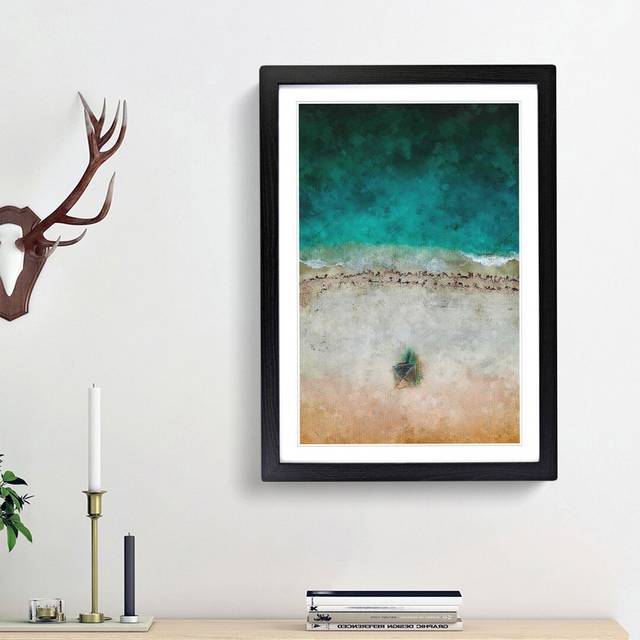 South Beach In Miami Florida Painting - Picture Frame Graphic Art - Black Framed (33cm H x 24cm W x 2cm D)
