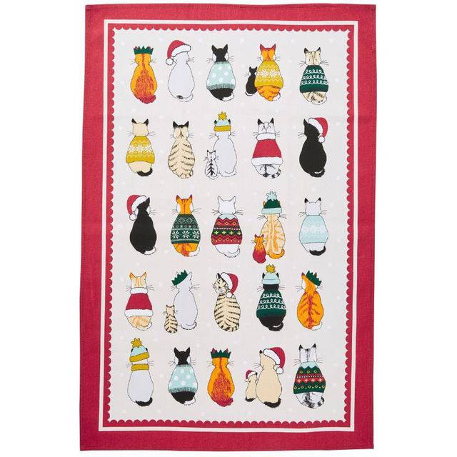 Ulster Weavers Christmas Cats In Waiting Tea Towel Cotton Tea Towel Xmas Cat