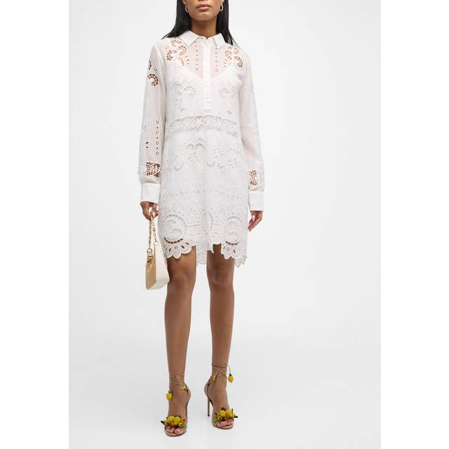 Johnny Was Charlotta Eyelet Silk-Blend Mini Dress