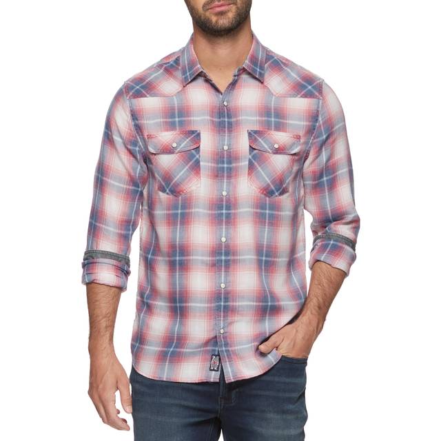 Men's Lumberton Vintage Soft Western Shirt | Athletic Fit | Small | Plaid | Flag & Anthem Men's - Navy/red/white
