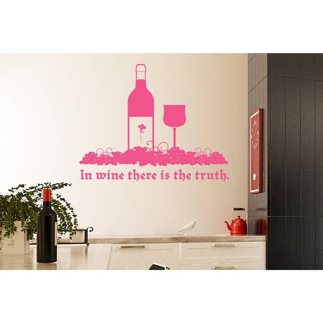 In Wine There Is the Truth Wall Sticker - Pink (Large)