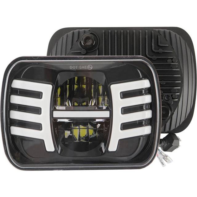 LED Rectangular Headlight Projector Replacement Hi/Lo DRL Headlamp Bulb for Wrangler 1pc