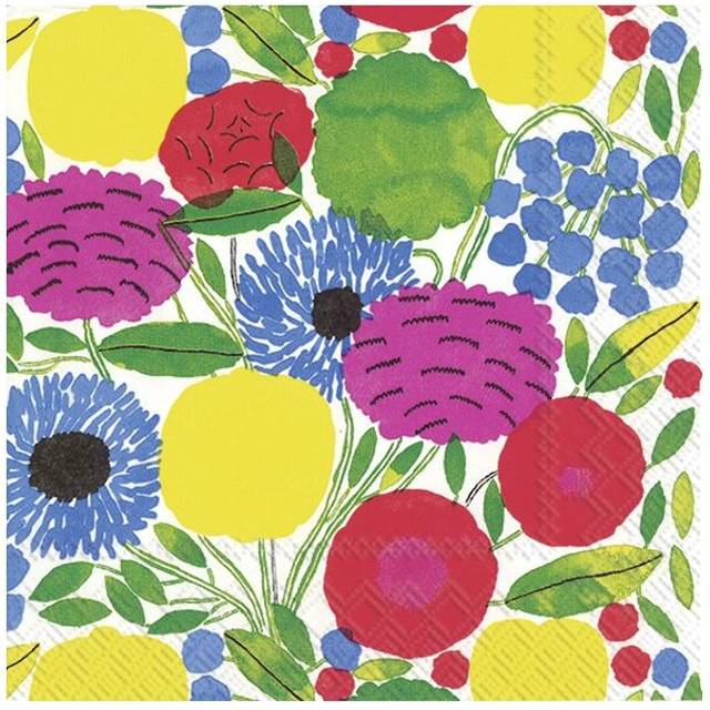 IHR Vivid Coloured Floral Printed Cocktail Paper Party Napkins