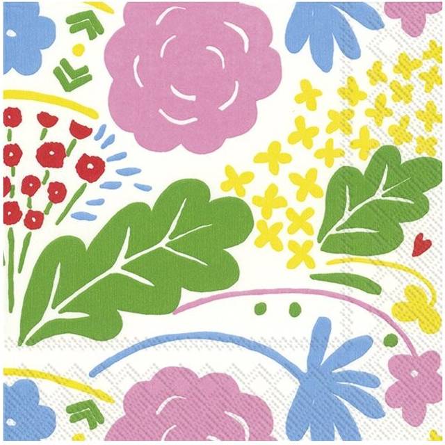 Paper Cocktail Napkins Onni White Rose 3-ply Disposable Party Serviettes