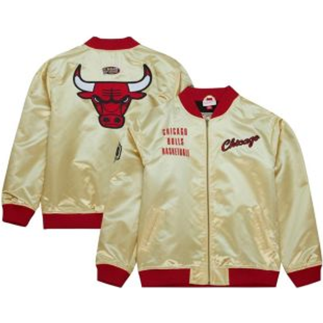 Mitchell & Ness, Bomber Jackets, male, Yellow, L, Chicago Bulls NBA Team Bomber Jacket