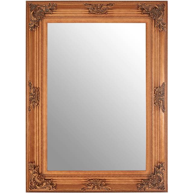 Premier Housewares Baroque Metallic Gold Rectangular Wall Mirror 74 x 104cm - 104 x 74cm
