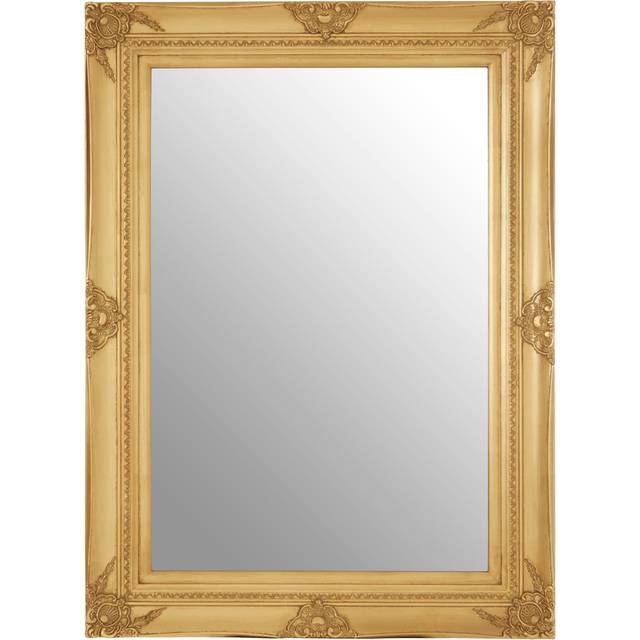 Baroque Rectangular Wall Mirror,Silver Finish Wooden Mirror With Motifs,Antique Wall Mirror,Statement Mirror - Gold - One Size