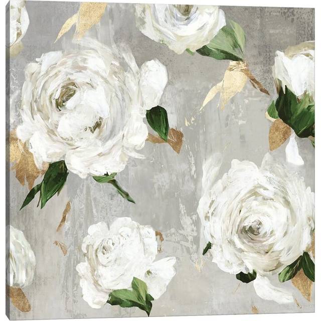 White Peony Garden by Asia Jensen - Wrapped Canvas Painting (93.98cm H x 93.98cm W x 3.81cm D)