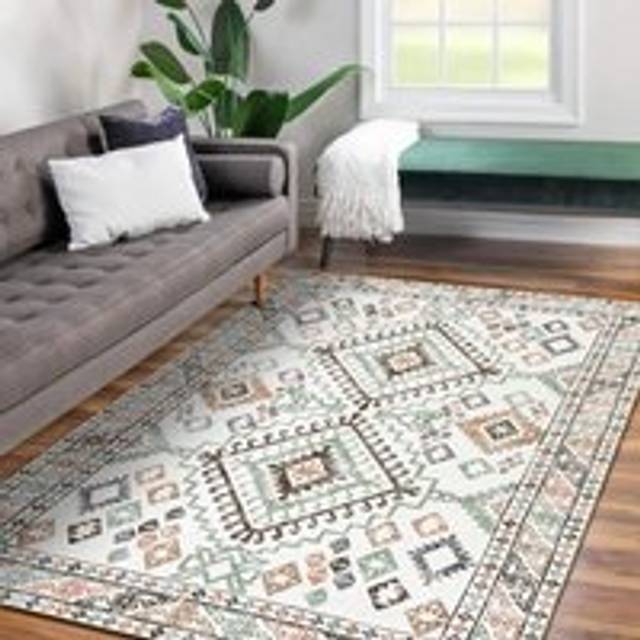 Vernal Yonker Machine washable Area Rug, Red Brown Beige - Red/Brown/Beige / 152 cm x 213 cm