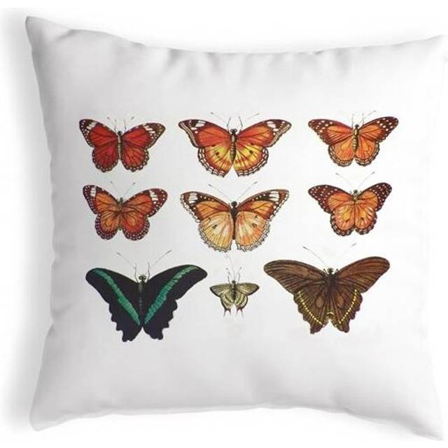 Multi Butterflies Red & Orange Antique Print Noncorded Pillow - Large