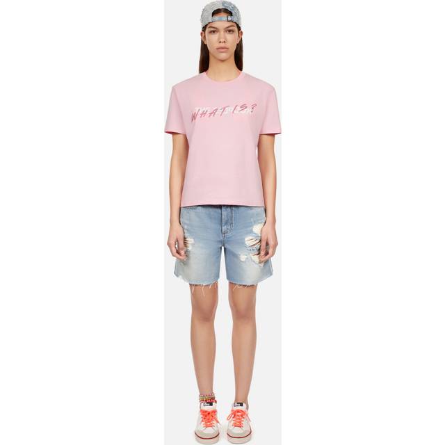 The Kooples Womens Powder Pink Slogan-print Short-sleeve Cotton T-shirt Xs - POWDER PINK