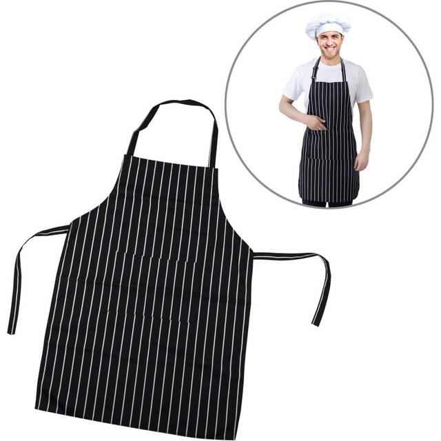 TRIXES Kitchen Chef Cooking Apron Black & White Stripe