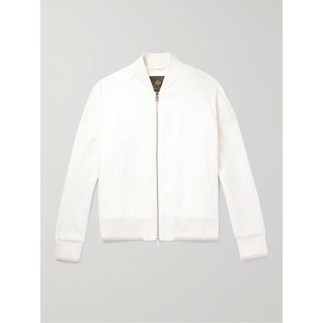 Loro Piana - Panelled Herringbone and Waffle-Knit Linen and Silk Bomber Jacket - Men - White - L