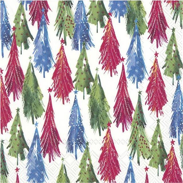 Paper Napkins Colourful Christmas Trees Disposable Lunch Party Serviettes