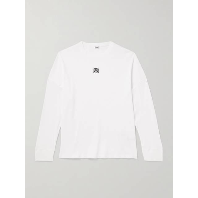 LOEWE - Oversized Logo-Embroidered Ribbed Cotton T-Shirt - Men - White - XL